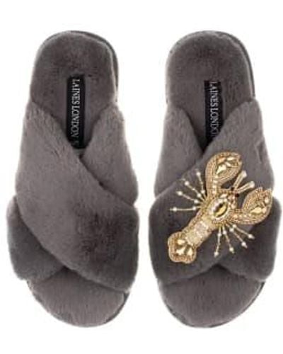Laines London Slippers With Gold And Pearl Lobster Large(uk7-8) - Brown
