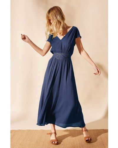 Louizon Rechnen Sie ein detailliertes Kleid - Blau