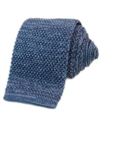 40 Colori Melange Shappe Silk Knitted Tie - Blu