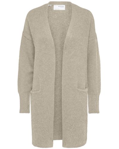 SELECTED Long Slflulu Birch Knit Cardigan - Gray