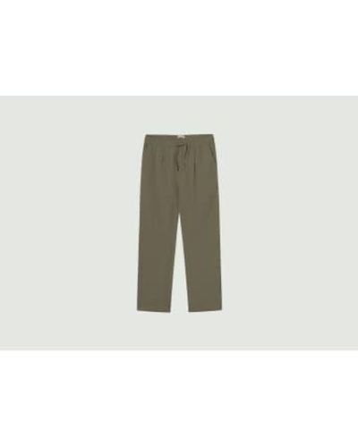 Knowledge Cotton Pantalones sueltos en lino orgánico - Verde