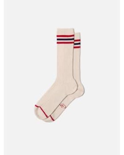 Nudie Jeans Tennis Retro Socks Off /red Os - White