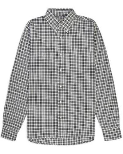 Burrows and Hare Check Button Down Shirt White Xxl - Grey