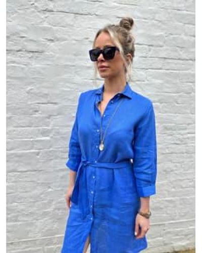 Vilagallo Dover Linen Shirt Dress Size 16 - Blue