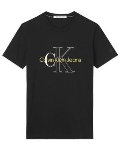 Calvin Klein T-shirt à monogramme bicolore - Noir