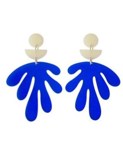 Orelia Earrings Flowers Méthacrylate - Blue