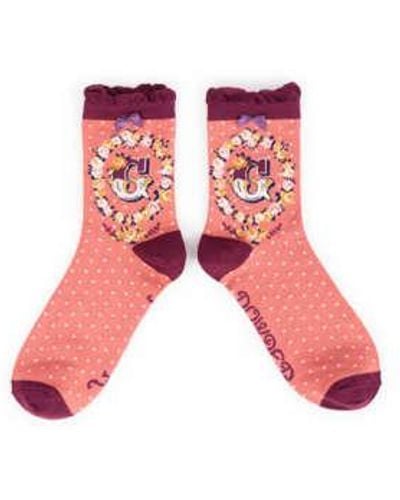 Powder A Z Ankle G Alphabet Socks One Size / Coloured