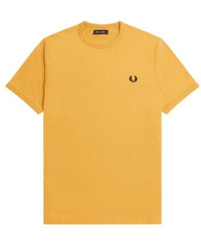 Fred Perry Ringer Tee Golden Hour S - Yellow