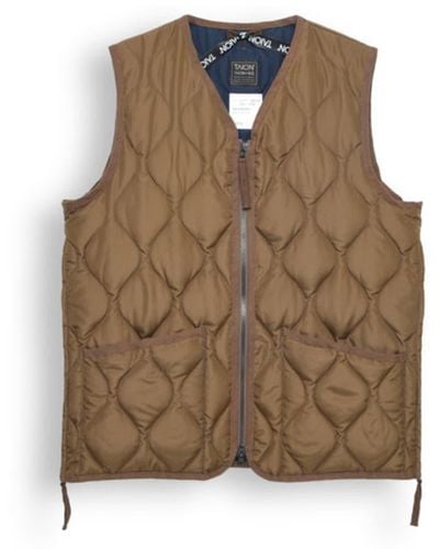 Taion Military Zip V-neck Vest Light Brown