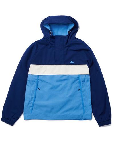Lacoste Hooded Colourblock Smock Pullover Jacket - Blu