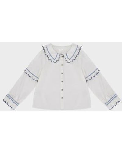 seventy + mochi Phoebe blouse ecru & electric broiry - Métallisé