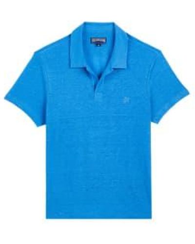 Vilebrequin Pyramid Linen Jersey Polo Shirt - Blue