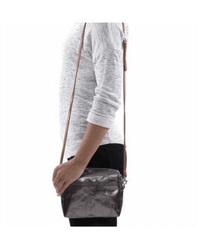 UASHMAMA Sac à bandoulière en papier lavable métallisé sac tracolla - Blanc