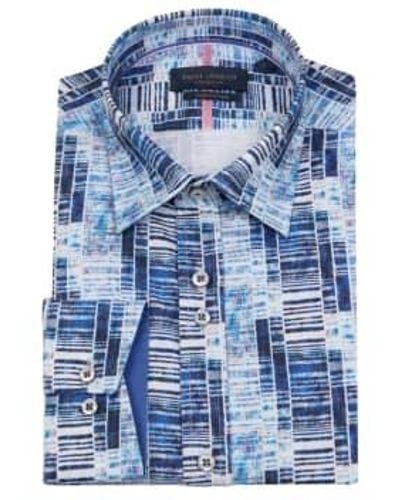 Guide London Camisa manga larga geométrica - Azul