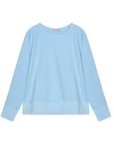 Cashmere Fashion Trusted Handwork Bio-baumwoll Sweater Saint Etienne Rundhals Langarm S / Hellblau - Blue