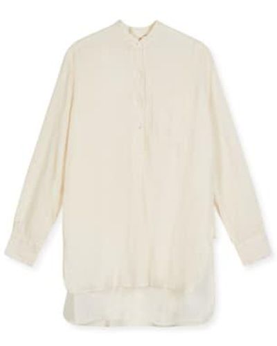 Burrows and Hare Ecru Linen Tunic Shirt M - White