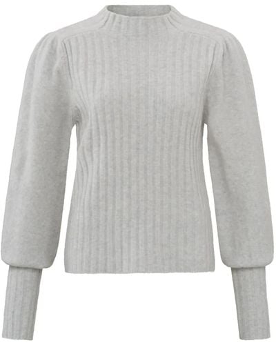 Yaya Ribbed V-neck Sweater in White | Lyst