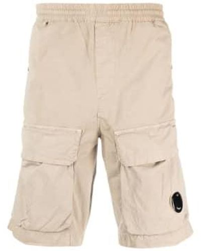 C.P. Company Twill Stretch Utility Shorts Cobblestone 44 - Natural