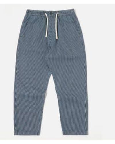 Universal Works Hi Water Trouser Hickory Stripe Indigo - Blue