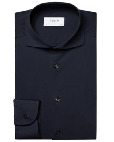 Eton Four Way Stretch Slim Fit Shirt 15.5" Navy - Blue