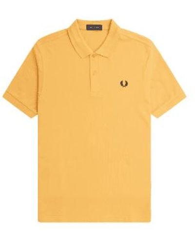 Fred Perry Slim Fit Plain Polo Golden Hour S - Yellow