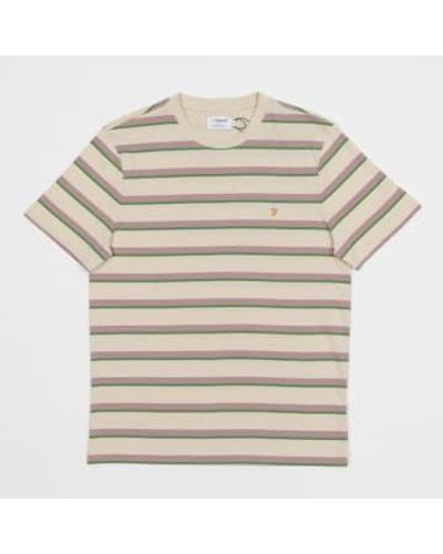 Farah Coxsone Regular Fit Multi Stripe Short Sleeve T-shirt In - Natural