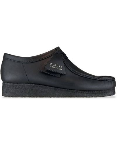 Clarks Wallabee Black Leather for Men Lyst