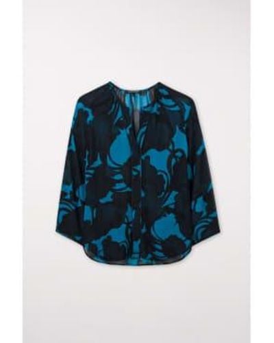 Luisa Cerano Blues Bold Floral Printed Blouse 8