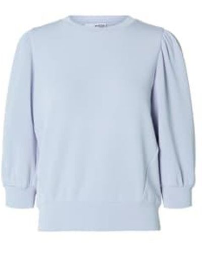 SELECTED 3/4 tenny sweat top cashmere - Bleu