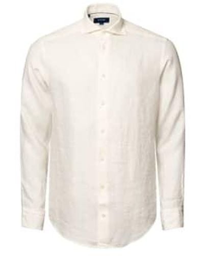 Eton Off contemporary fit linen twill shirt 10000470900 - Blanc