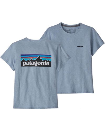 Patagonia T-shirt P-6 Logo Responsibili Donna Steam Blue