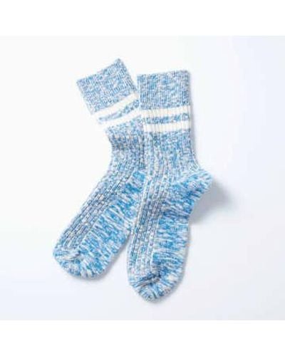 RoToTo Cotton Slub Stripe Sock - Blu