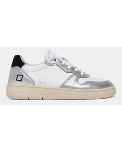 Date Date Court 20 And Silver Trainer - Bianco