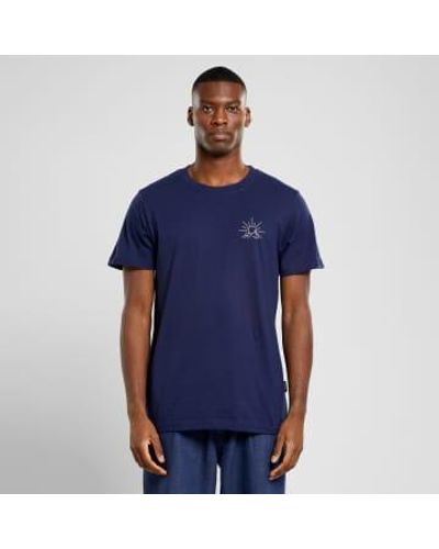 Dedicated T-shirt Stockholm Line Mountain Emb Navy Small - Blue