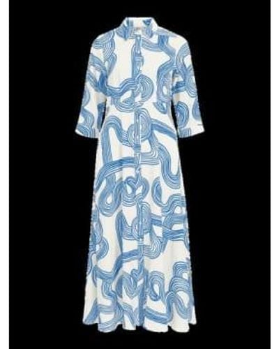 Object Objalli Shirt Dress In Cloud Dancer And Palace Blue - Nero