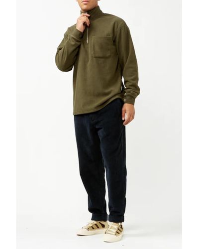 SELECTED Gotler Fleece 1/4 Zip Sweatshirt - Green