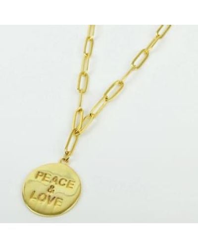 My Doris Peace And Love/ Rock Roll Coin Chain Necklace & Love - Yellow