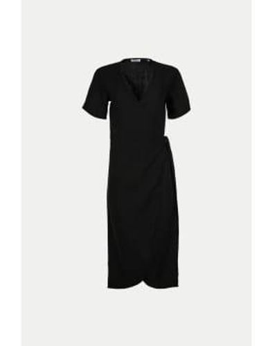 Knowledge Cotton Jet Linen Wrap Dress / Xs - Black
