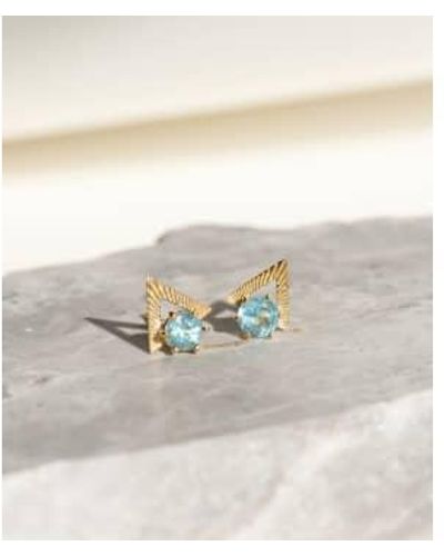 Zoe & Morgan Gold Blue Apatite Studs One Size - Natural