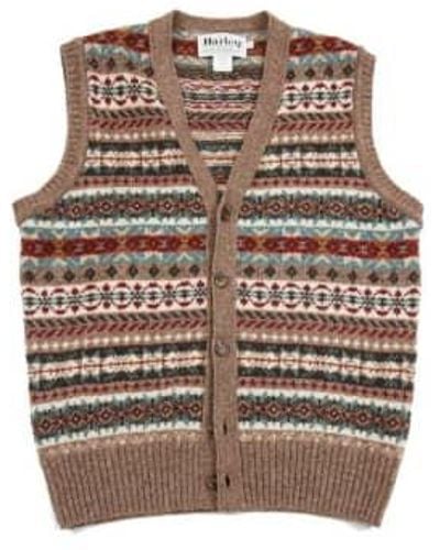 Harley Of Scotland Buttoned Waistcoat Nutmeg S - Brown