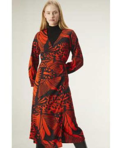 Compañía Fantástica Fantastic Butterfly Print Midi Dress Xs - Red