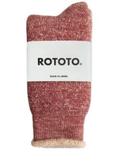 RoToTo Double Face Merino Socks Dark Red / Brown Large