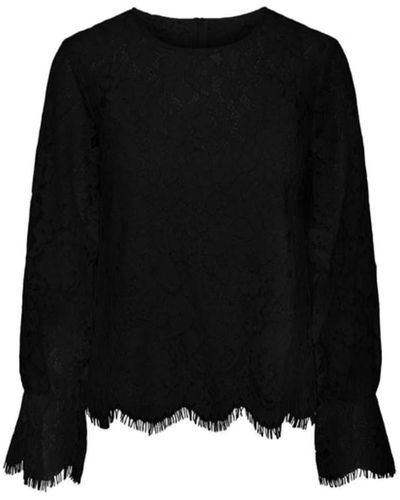 Y.A.S | Perla Ls Lace Top - Black