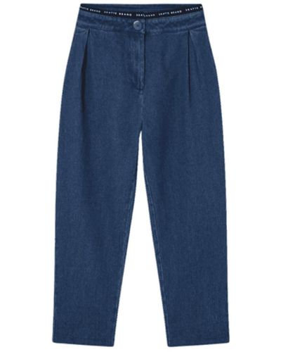 SKATÏE Denim Jacquard Textura Pantalones en la Marina - Azul