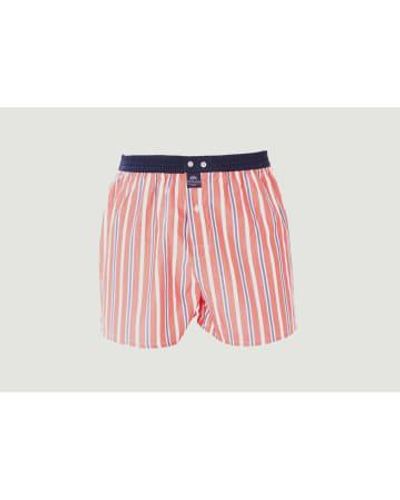 McAlson Striped Cotton Boxer Shorts S - Red