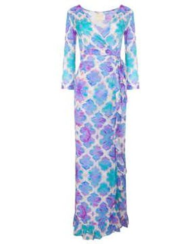Sophia Alexia Orchid Paradise Ruffle Wrap Dress Size Small/medium - Blue