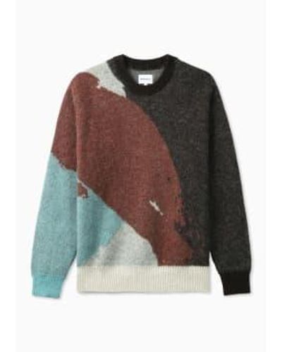 Norse Projects Mens Arild Alpaca Mohair Jacquard Sweater In Espresso - Multicolore