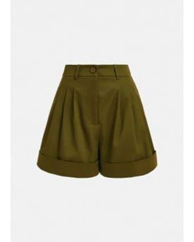 Essentiel Antwerp Faint Wide Leg Shorts Dark Khaki 34 - Green
