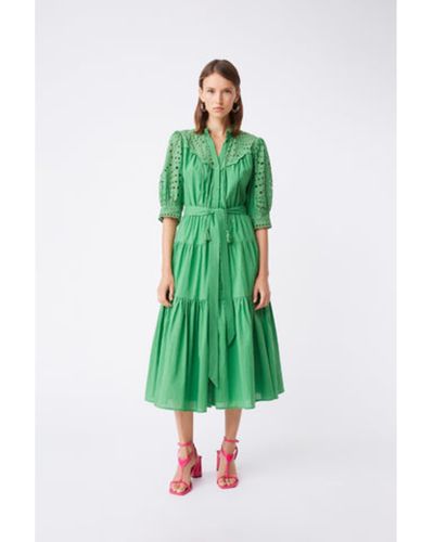 Suncoo Cora gewebte gestickte Kleid - Grün