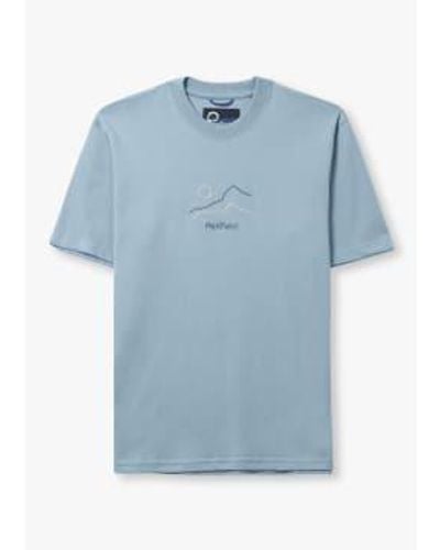 Penfield Mens Embroidered Mountain T Shirt In Soft Chambray - Blu